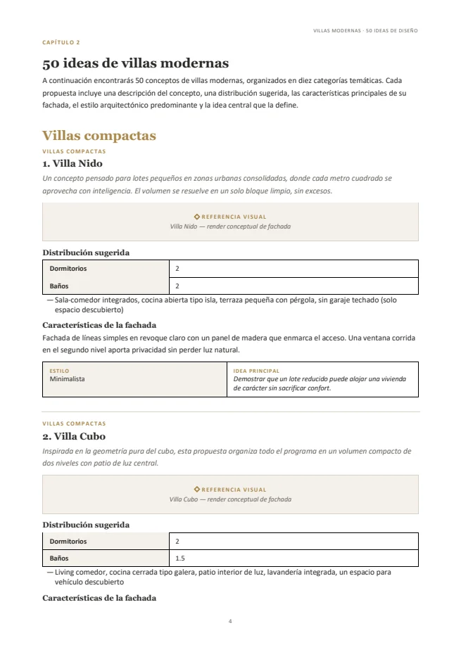 Página real de conceptos de villas modernas